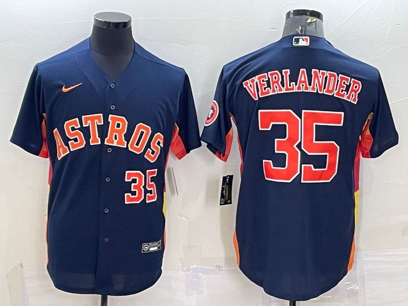 Men Houston Astros #35 Verlander Blue Game Nike 2022 MLB Jersey1